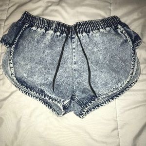 Shown to Scale Denim Acid Washed High Leg Shorts